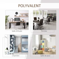 HOMCOM Bureau informatique, bureau avec rangement, 6 compartiments ouverts, table d'ordinateur pour chambre, studio, 120 x 55 x 120 cm, bois naturel(m-6)