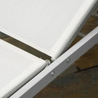 Outsunny Garten-Sonnenliege Relaxliege mit 5-stufige Rückenlehne aus Metall Cremeweiß 170 x 58 x 97 cm(m-8)