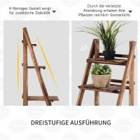 Outsunny Pflanzentreppe Blumenbank Blumentreppe Blumenregal Pflanzregal Blumenständer 3 Stufen Tannenholz Dunkelbraun 80 x 37 x 93 cm(m-5)
