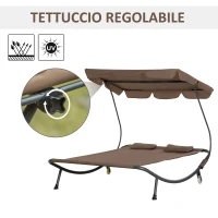 Outsunny Lettino Matrimoniale 2 Posti Parasole Regolabile da Esterno e Giardino 200x175 x134cm Marrone(m-4)