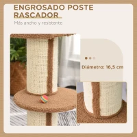 PawHut Árbol para Gatos Altura 91 cm de 3 Niveles con Nido Plataforma y Poste de Sisal 45x45x91 cm Marrón Claro(m-6)