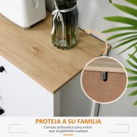 HOMCOM Aparador de Cocina Moderno con Cajones y Botellero Mueble Auxiliar para Comedor Salón 110x35x75 cm Blanco(m-7)