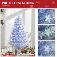 HOMCOM künstlicher Weihnachtsbaum mit 3 LED-Leuchten Christbaum Tannenbaum PVC Metall Weiß+Blau Ø60 x 120H cm(m-5)