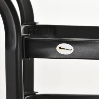 Outsunny Mesa de Cristal de Jardín con Agujero para Sombrilla Mesa para Comer Cuadrada con Marco de Acero para Exterior Terraza Balcón 106,5x106,5x71 cm Negro(m-8)