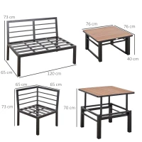 Outsunny Gartengarnitur für 4 Personen Gartenmöbel-Set mit hebbarem Couchtisch Sofa mit Kissen Outdoor Aluminium Grau(m-3)