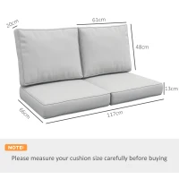Outsunny 2 Seater Back and Seat Cushion Pillows Replacement, Patio Chair Cushions Set for Indoor Outdoor, Light Grey(m-3)