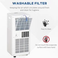 HOMCOM 7000 BTU Portable Air Conditioner for Cooling Dehumidifier Fan, Air Conditioning Unit for Room up to 26m², with Remote, 24H Timer, Window Mount Kit, R290, A Energy Efficiency, 785W(m-7)