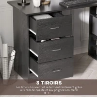 HOMCOM Bureau avec rangement, table informatique 120 x 50 cm, bureau d'ordinateur avec étagères et tiroirs, pour petits espaces, chambre à coucher, noir(m-5)
