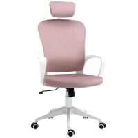 Vinsetto Bürostuhl mit Wippfunktion höhenverstellbarer Computerstuhl ergonomischer Drehstuhl mit Armlehne Kopfstütze Samtoptik 63 x 64 x 118-128 cm Rosa(m-1)