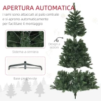 HOMCOM Albero di Natale Artificiale Ø110 x180 cm con 1000 Rami in Acciaio e Plastica Verde(m-7)