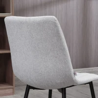 HOMCOM Dining Chairs Set of 2, Modern Kitchen Chairs with Linen-touch Upholstery and Steel Legs for Living Room, Bedroom, Grey(m-8)