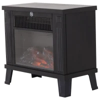 HOMCOM Camino Elettrico da Terra Moderno Potenza 600W/1200W con Effetto Fiamma 34 x 17 x 31cm Nero(m-1)
