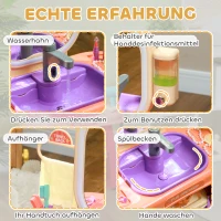 AIYAPLAY Kinderfrisiertisch mit LED-Spiegel, Musik, Wasserhahn, Acrylspiegel, Lila, 55x29x71 cm(m-5)