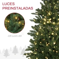 HOMCOM Árbol de Navidad Artificial 150 cm con 220 Luces LED 588 Ramas y Patas de Metal Árbol Navideño para Interior Verde(m-5)