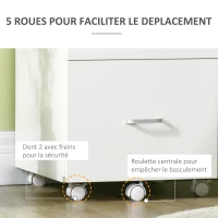 Vinsetto Caisson de bureau rangement sur roulettes dossier meuble armoire de bureau 2 tiroirs verrouillables en MDF panneaux de particules dim. 43L x 45l x 72H cm blanc(m-6)