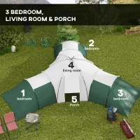 Outsunny 6-9 Man Tent with Bedrooms and Living Room, Accessories Included, Green(m-4)
