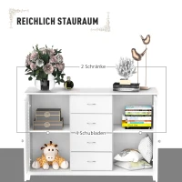 HOMCOM Sideboard Schrank Dielenschrank Badschrank Kommode Lamellentür Weiß 120,2x40,2x80,2cm(m-5)