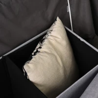 HOMCOM Sitzbank, Polsterbank mit Stauraum, Truhenbank mit Trenngitter, Faltbar, Sackleinen, Schaumstoff, Grau, 110 x 38 x 38 cm(m-9)