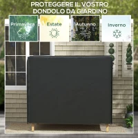 Outsunny Copertura per Dondolo da Giardino 3 Posti Impermeabile e Anti UV, 220x125x172 cm, Nero(m-4)