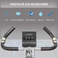 HOMCOM Heimtrainer X-Bike Fahrradtrainer mit 8 stufig einstellbarem Magnetwiderstand faltbares Fitnessfahrrad höhenverstellbar LCD Trainingscomputer Handpulssensoren Silber+Schwarz 86 x 47 x 112 cm(m-7)
