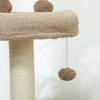 PawHut Árbol para Gatos Altura 88 cm Torre para Gatos con Nido Plataformas Bola Colgante Escalera y Poste de Sisal Café(m-9)