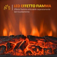 HOMCOM Camino Elettrico Effetto Fiamma e 3 Lati Aperti, Temperatura Regolabile 900W-1800W, Protezione da Surriscaldamento, Copertura 20-25m², 39x26x54.8cm, Bianco(m-5)
