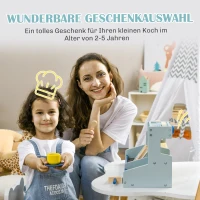 AIYAPLAY Spiel-Eisladen für Kinder, Eiscreme-Stand, viel Zubehör, fördert Fantasie und Motorik, Hellblau(m-6)