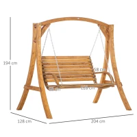 Outsunny 2 Seater Garden Swing Seat Swing Chair, Outdoor Wooden Swing Bench Seat(m-3)