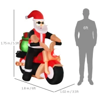 HOMCOM 5.5ft Christmas Inflatable Santa Claus Riding a Motorcycle Blow Up Decoration Xmas Décor for Garden(m-3)