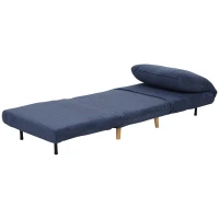 HOMCOM 2-in-1 Schlafsessel Gästebett, verstellbare  Kopfstütze Cord-Optik 82 cm x 8 cm x 83 cm Blau(m-10)
