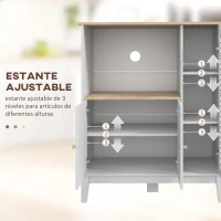 HOMCOM Mueble Auxiliar de Cocina Moderno con Estantes 3 Puertas y Sistema Anti-vuelco 80x35x97 cm Blanco(m-6)