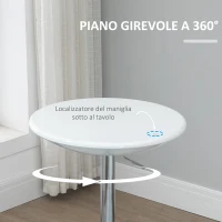 HOMCOM Tavolo Rotondo da Bar con Piano Girevole, Altezza Regolabile con Leva a Gas e Base in Acciaio, Φ61x76-97cm, Bianco(m-7)