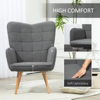 HOMCOM Teddy Fleece Wingback Accent Chair - Grey(m-4)