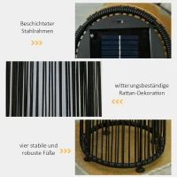 Outsunny Gartenleuchte, Außenlampe, solarbetrieben, 8 Stunden Betrieb, Rattanoptik, schwarz, 21,5 x 21,5 x 61 cm(m-6)