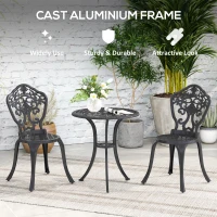 Outsunny Three-Piece Aluminium Floral Bistro Set - Black(m-5)