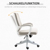 Vinsetto Bürostuhl Schreibtischstuhl Home-Office-Stuhl mit Wippenfunktion Rückenlehne höhenverstellbarer dick gepolstert ergonomisch 360°-Drehräder Polyester Nylon PP Beige+Weiß 62x69x92-100 cm(m-5)
