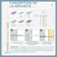 PawHut Arbre à chat 225-255 cm réglable en hauteur Tour pour chat 3 griffoirs et 2 balles 48x32x225-255 cm blanc(m-7)