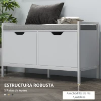 HOMCOM Banco Zapatero para Entrada Recibidor con Asiento Cojín Extraíble para 4 Pares de Zapatos 84x35x50 cm Blanco(m-6)