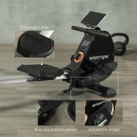SPORTNOW Folding Magnetic Rowing Machine, with 16-Level Adjustable Resistance, Black(m-9)