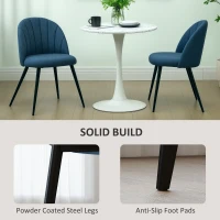 HOMCOM Dining Chairs Set of 2, Modern Upholstered Kitchen Chairs with Metal Legs, Shell Backrest and Padded Seat for Dining Room, Bedroom, Living Room, Vanity, Blue(m-6)