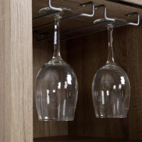 HOMCOM Aparador de Cocina Moderno con Puerta de Vidrio Soporte para 6 Copas y Botellero 79x39x92 cm Café(m-9)