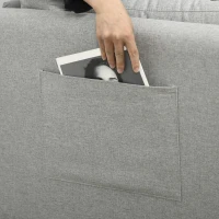HOMCOM Divano 2 Posti per Soggiorno in Tessuto Effetto Lino e Acciaio con Tasche Laterali, 143x73x77cm, Grigio(m-9)