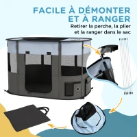 PawHut Parc enclos pliable pour chien chat petits animaux en tissu Oxford avec rangement 94 x 74 x 60 cm gris et noir(m-6)