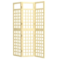 Outsunny 3-Panel Garden Privacy Screen, Freestanding Foldable Wooden Outdoor Divider/Trellis, Decorative Privacy Screen for Garden Patio Pool, 120 x 170 cm, Natural Wood Finish(m-11)