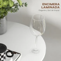 HOMCOM Mesa Alta de Bar Redonda Mesa de Cocina Moderna con Encimera Laminada y Marco de Acero para 2 Personas Ø60x102 cm Blanco(m-5)