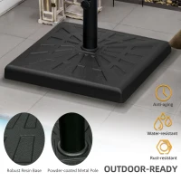 Outsunny 19kg Resin Garden Parasol Base Holder, Square Outdoor Market Umbrella Stand Weight for Poles of Φ32mm, Φ38mm, and Φ48mm, Black(m-5)