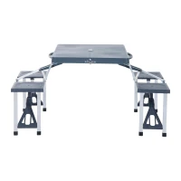 Outsunny Tavolo da Pic Nic con Sedie Integrate, Pieghevole e Richiudibile a Valigetta, Alluminio e Plastica(m-8)