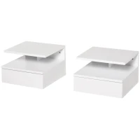 HOMCOM Set da 2 Comodini Sospesi per Camera da Letto con Cassetto e Mensola Superiore in Legno 35x32x22.5cm(m-1)