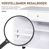 Vinsetto Druckertisch, Druckerständer, Bürowagen, Rollwagen mit Schublade+2 Ablagen+CPU-Ständer, Spanlatte, Weiß, 60 x 40 x 68,5 cm(m-6)