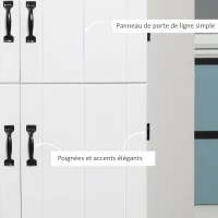 HOMCOM Armoire de cuisine buffet de salle à manger avec 4 portes 6 étagères de rangement style moderne 76 x 40 x 177 cm blanc(m-7)